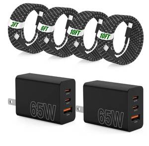 lot 9709 image: 65W Super Fast Charger Type C for Samsung,3 Port 100W PD Quick Charging 3.0 USB C Block & 361010FT Braided Type C Cord for Samsung Galaxy S26 UltraS26S25 UltraS24AndroidiPhone 17Laptop