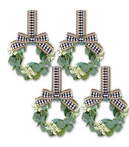 lot 9718 image: Syhood 4 Pcs 9 Mini Farmhouse Wreath