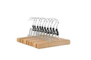 lot 9720 image: Amazon Basics Sturdy Wooden Pants Hangers - Natural, 10-Pack