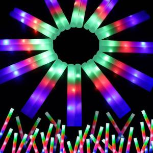 lot 9732 image: wellent 68 PCS LED Foam Glow Sticks Bulk, Glow in the Dark Party Supplies with 3 Modes Colorful Flashing, Neon Party Favors for Birthday, Wedding, Carnival, Concert, Halloween Glow Sticks