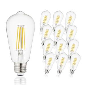 lot 9752 image: Depuley LED Light Bulbs E26 Edison LED Filament Bulbs 6W Equivalent 60W - Vintage Chandelier Lights Bulb 5000K Daylight White - ST58 Clear Glass Bulb 360°Omnidirectional Lighting 800LM 90CRI 12 Pack