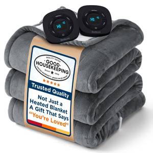 lot 9755 image: Bedsure Electric Blanket King Size - Dual Control Heated Blanket King Size, Fast Heating with 10 Time Settings & 10 Heat Settings, Warm Gift for Grandma (100x90 inches, Grey)