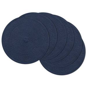 lot 9761 image: SHACOS Round Placemats Set of 6 Washable 15 inch Circle Polyester Woven Braided Place Mats for Dining Table Indoor Outdoor Table Mats Home Party Wedding Decor (Navy, 6)