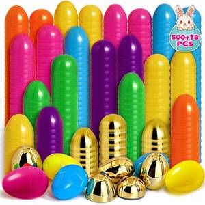 lot 9764 image: KVBXKBO 518 Easter Eggs, 2.36 Fillable Bright Colors Plastic Easter Eggs Empty Include 18 Golden Eggs, Easter Themed,Easter Basket Stuffers,Classroom Prize Supplies