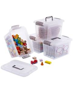 lot 9768 image: Citylife 4 Packs 6 QT Storage Bins with Lids Clear Plastic Bins with Grey Handle Stackable Storage Containers for Organizing