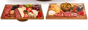lot 9793 image: RosiRoli Acacia Wood Cake Stand 2-in-1 Rectangular Charcuterie Board &amp Dessert Display,  Serving Platter for Parties, Weddings, Birthdays, Gifts