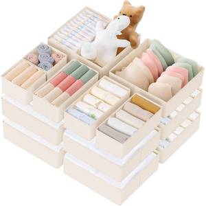 lot 9819 image: Criusia Drawer Organizer Clothes, 21 Pack Dresser Organizer for Baby Clothes, Underwear, Sock - Foldable Closet Organization and Storage Dividers Bins for Nursery, Bedroom (Beige)
