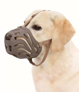 lot 9823 image: Dog Muzzle for Large Dogs, Silicone Basket Dog Muzzle for Large and Medium Dogs Breed Can Prevent Eating Chewing and Barking for Grooming Trimming Training(Coffee, XXL-8)
