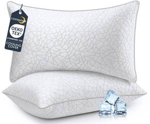 lot 9824 image: COZSINOOR Bed Pillows Queen Size - Breathable Premium Down Alternative Pillows Set of 2 for Side, Back, and Stomach Sleepers Cooling Hotel Quality Fluffy Soft Microfiber Fill Skin-Friendly