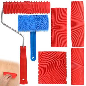 lot 9829 image: 6 Pcs Wood Grain Tool, Soft Rubber Wood Graining Tool with Handle, Natural Woodgrain Maker for Wall Room Art Paint Decoration