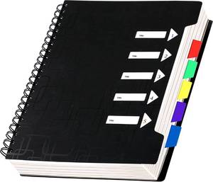 lot 9840 image: CAGIE 5 Subject Notebook College Ruled 8.5x11 240 Pages Spiral Notebook with Dividers Tabs A4 Notebooks for School Work Organization Note Taking, Black