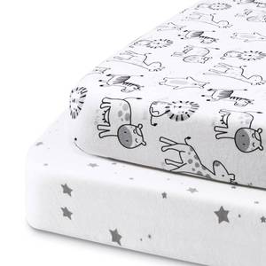 lot 9870 image: Beberoad Love 2 Pack Baby Bassinet Sheets, 100% Cotton Soft Universal Fitted Sheets for Oval, Hourglass and Rectangular Bassinet Mattress Pad-Elastic Washable, White, 32 x 18 x 3 Inches