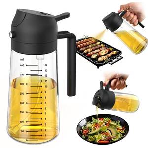 lot 9890 image: TrendPlain 16oz470ml Glass Olive Oil Sprayer for Cooking 2 in 1 Olive Oil Dispenser Bottle for Kitchen Gadgets and Air Fryer Accessories, Salad, BBQ - Black