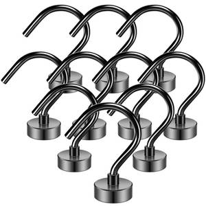 lot 9907 image: Grtard 10Pack Black Magnetic Hooks for Hanging, 25LBS Heavy Duty Magnet Hooks, Strong Magnetic Hooks for Cruise, Magnets with Hooks for Fridge, Home, Kitchen, Office, Workplace