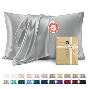 lot 9909 image: Bedsure Satin Pillowcase, Similar to Silk Pillow Cases Queen Size Set of 2, Cooling Pillow Case Covers with Envelope Closure, Room Decor Gifts for Women Men, Silver Grey, 20x30 Inches, 2pcs