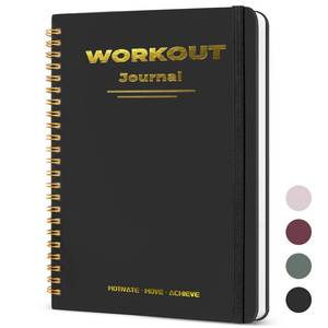 lot 9911 image: Guirnd Undated Fitness Workout Journal for Men & Women, A5(8.5 x 6.7) Fitness Journal Workout Planner, Workout Log Book Planner for Tracking, Motivating, and Achieving Your Fitness Goals - Black