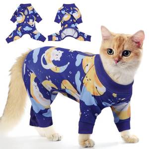 lot 9918 image: PUMYPOREITY Cat Hair Sticky Sweater, Stretchy 4-Leg Design for Fur Control, Recovery Suit - Breathable & Lightweight for Post-Surgery Protection, Cat Onsie Prevents Licking Wounds, Blue, XL