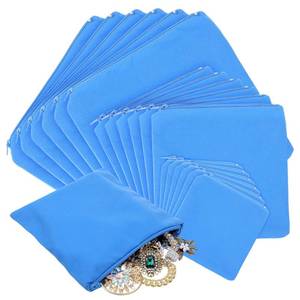 lot 9919 image: 18-Piece Premium Anti-Tarnish Storage Bags for Jewelry 3 Sizes Zippered Velvet Pouches to Protect Necklaces, Bracelets, Earrings, Rings & Silverware (Blue)