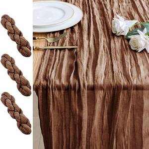 lot 9926 image: Xiomot 3PCS Table Runner Cheesecloth 10FT Brown Boho Gauze Cheese Cloth Rustic Sheer Table Runners for Wedding Bridal Baby Shower Party Decoration
