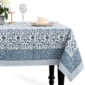 lot 9934 image: CPC Ocean Vine Tablecloth 100% Cotton 70x108 Inch Indian Block Print Rectangle Table Cover, Table Cloth for Gifting in Weddings, Halloween, Fall, Christmas, Thanksgiving