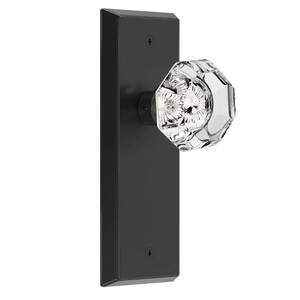 lot 9940 image: CEYMIO Glass Door Knobs for Interior Doors - Vintage Crystal Passage Closet & Hallway Door Knob - Diamond Cut Door Handle - Matte Black Finish (1 Pack 7 Inch Height)