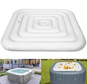 lot 9948 image: Inflatable Hot Tub Cover for Square Hot Tub with Outdoor Inflatable Energy Saving and Rain Protection Overflow Cover for 4-6 Person Square 5.4FT