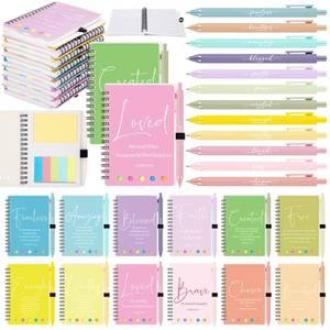 lot 9954 image: Kosiz 12 Sets24 Pcs Christian Mothers Day Birthday Gifts Bulk Inspirational Prayer Journal Christian Scripture Notebook with Bible Pen Religious Church Gift for Women Men Mom (Simple,Macaron Color)