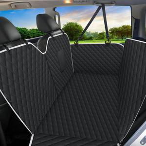 lot 9964 image: Meolsaek Dog Hammock for Car Back Seat Scratch Proof Nonslip Pet Car Seat Cover,Side Flaps with Zipper, Heavy Duty Car Seat Cover for Dogs with Storage Bag (Black-Zipper)