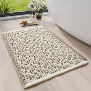 lot 9975 image: QiCaiJia Waffle Bath Mat, Boho Bathroom Rugs Extra Soft and Absorbent Non Slip Washable Bath Rug, Rubber Backed Bathroom Floor Mat Outside Shower Mat, 17x24
