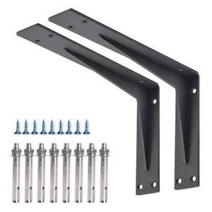 lot 9977 image: YUMORE Countertop Support Bracket Heavy Duty 12x8x2 in, 15IN Thicken Solid L Brackets Countertop Bar Shelf Bracket, Includes Hardware, Matte Black, 2 Pack