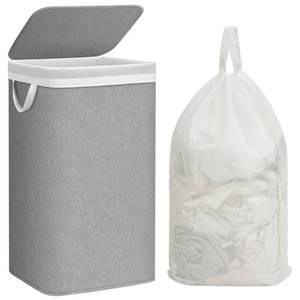lot 9980 image: STORAGE MANIAC Metal Frame Laundry Hamper with Lid, 90L Tall Laundry Baskets with Removeable Bag, Large Clothes Hamper with PU Tag, Laundry Bin for Dorm, Collage, Bathroom, Bedroom, Gray