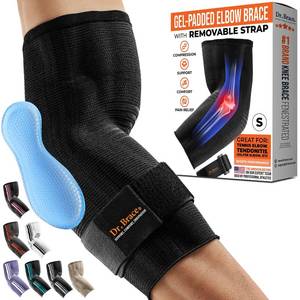 lot 9986 image: DR. BRACE� Elite Elbow Brace Support, Breathable Elbow Compression Sleeve with Gel Pad for Golfers, Tennis Elbow & Tendonitis Treatment & Pain Relief 2024 (Black, Small)