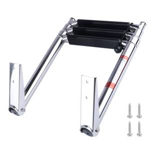 lot 9991 image: 3 Step Boat Ladder, 304 Stainless Steel Telescoping Folding Pontoon Boat Ladder Dock Swim Ladder for Marine Boat Yacht