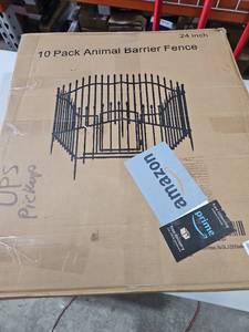 lot 2938 image: 24 Inch Black Metal Animal Barrier Fence 10 Pack with Gate - Retail $45