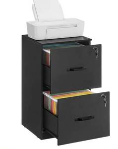 lot 2958 image: VASAGLE 2-Drawer Vertical File Cabinet Filing Cabinet Printer Stand Adjustable Hanging Rail for A4 and Letter-Size Files Ink Black