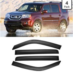 lot 2965 image: Window Visors for 2009-2015 Honda Pilot, Rain Guards Shields Vent Deflector Shade Dark Smoke 2010 2011 2012 2013 2014, Tape-On, 4PCS