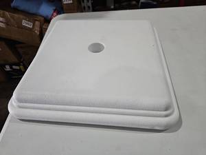 lot 2966 image: White Plastic Heavy concrete filled Umbrella Base - Retail $45