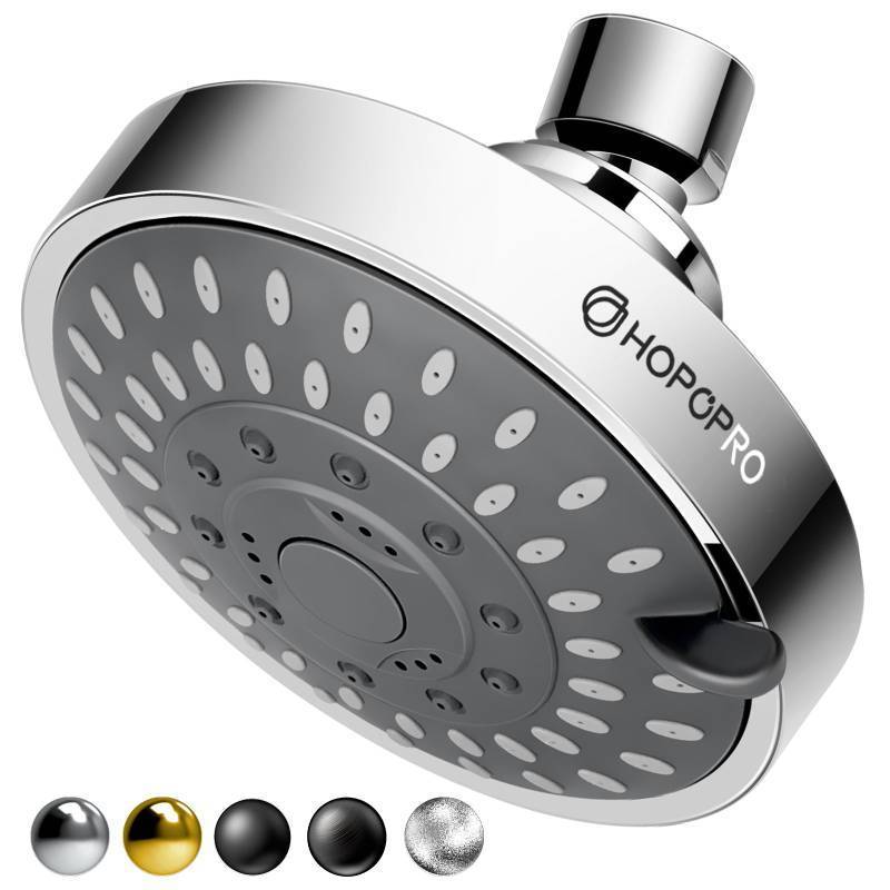 lot 41544 image: HOPOPRO 5-Mode High Pressure Shower Head - The Washington Post, NBC News, Today TV Show Recommended - High Flow Fixed Showerheads (4 Inch Chrome) - Retail $20