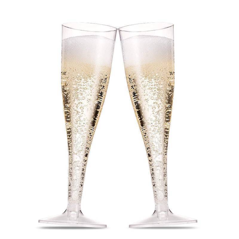lot 44772 image: Munfix 69 Plastic Champagne Flutes - 5 Oz Disposable Clear Champagne Glasses for Parties, Mimosa Bar, Events, Wedding and Shower Party Supplies - Toasting Cocktail Cups - Retail $29
