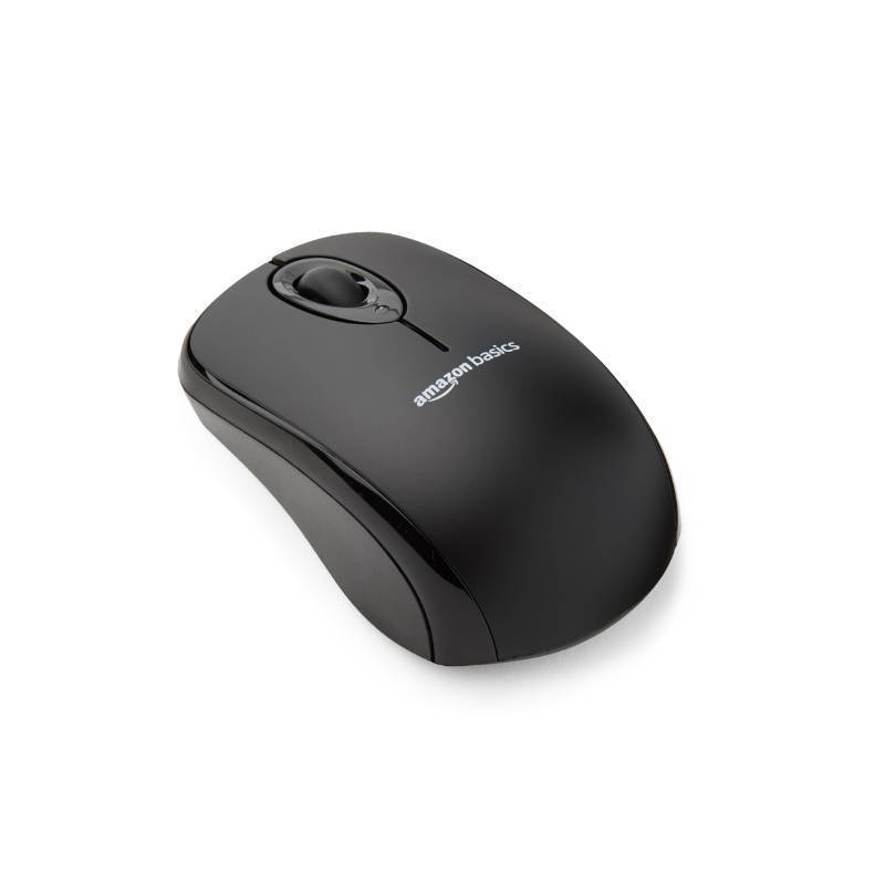 lot 44850 image: Amazon Basics 2.4 Ghz Wireless Optical Computer Mouse with USB Nano Receiver, Black - Retail $12