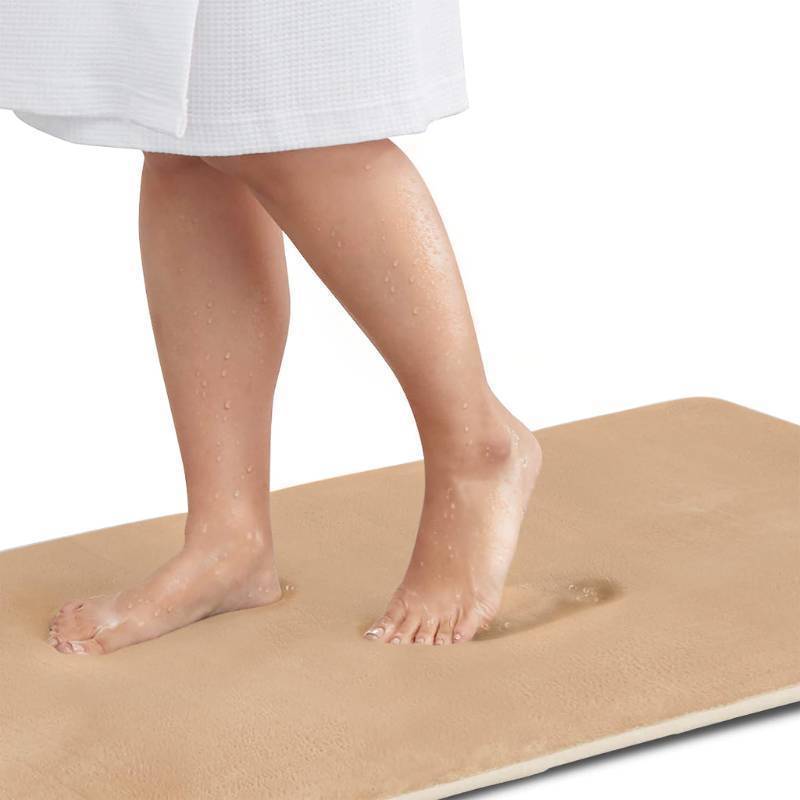 lot 44970 image: Genteele Memory Foam Bath Mat Non Slip Absorbent Super Cozy Velvet Bathroom Rug Carpet (60 inches X 17 inches, Beige) - Retail $37