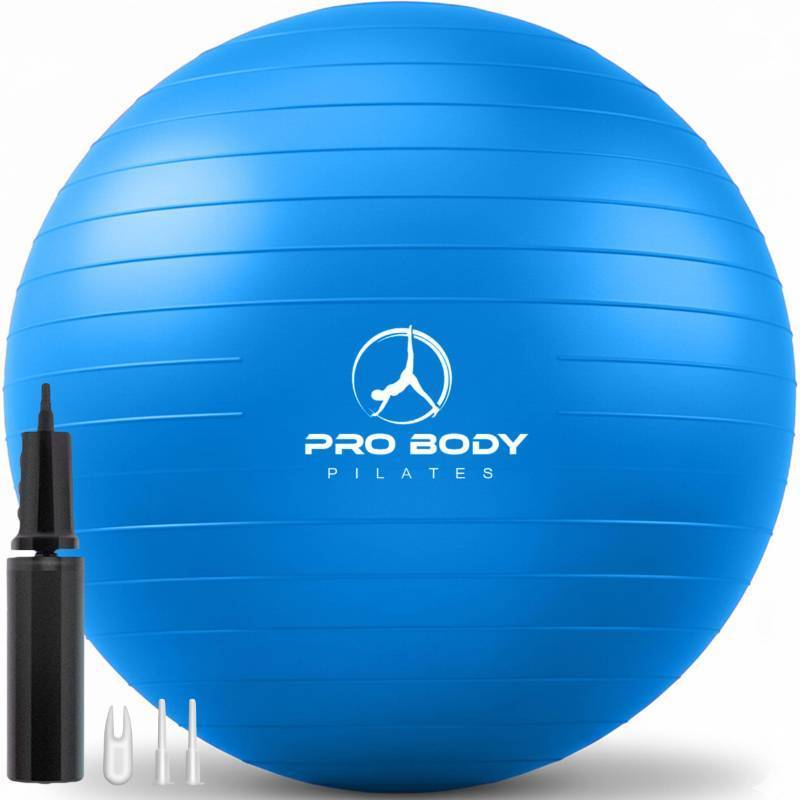 lot 45691 image: ProBody Pilates Exercise Ball - Multiple Sizes Gym Grade Balance Ball for Fitness, Workout, Pregnancy & Physical Therapy, Stability Yoga Ball Chair (Blue, 55cm) - Retail $19