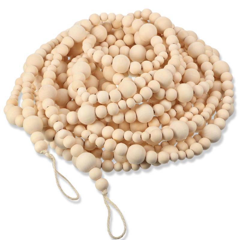 lot 50921 image: Giegxin 32.8 Feet Wooden Bead Garland Rustic Boho Wood Bead Garland Decor Rustic Wall Hanging Ornaments for Holiday Spring Farmhouse Party Decoration(Wood Color,1 Pcs) - Retail $30