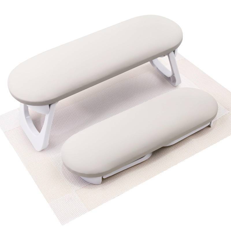 lot 58085 image: Subay Nail Arm Rest, Foldable PU Leather Nail Hand Rest for Acrylic Nails Cushion Hand Holder, Nail Hand Pillow Nail Art Accessories Tool for Nails Tech Manicure Pedicure Salon Home Use - Light Gray - Retail $14