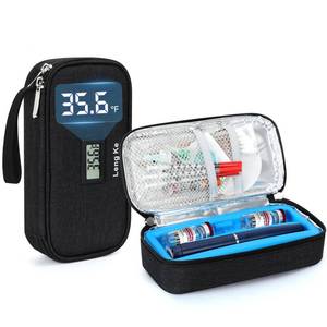 lot 29273 image: YOUSHARES Insulin Cooler Travel Case for Pen & Vials, Temperature Display Diabetic Medication Cooling Bag with Protective Ice Brick, TSA Approved Refrigerated Diabetes Supplies Carrying Organizer - Retail $25