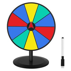 lot 29281 image: Pionites Prize Wheel Spinner 8 Inch Spinning Roulette Wheel of Fortune Spin with Dry Erase Marker for Engaging Home Parties, Trade Show, Carnival Events,Party Birthday Wedding Housewarming Missing Stand - Retail $10