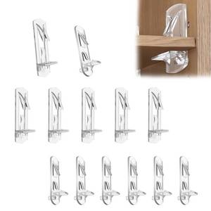 lot 29287 image: 30pcs Plastic Locking Shelf Pins, Self Locking Shelf Support Pegs, Clear Self-Locking Shelf Support Pegs, Self-Locking Bracket Clips for 58mm Pin Hole 34 Thick Shelves - Retail $8
