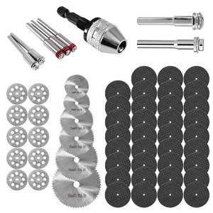 lot 29311 image: 60Pcs Rotary Cutting Wheels Tool Kit, Resin Cut Off Wheels Disc, Mini HSS Saw Blades Cutter, Diamond Cutting Kit with Mandrels for Wood Glass Plastic Stone Metal - Retail $11