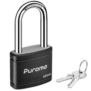 lot 29313 image: Puroma Keyed Padlock with 2 Keys Alike, 1.8 Inch Locker Lock 40mm Heavy-Duty Locks for Gate Fence Hasp Cabinet Toolbox School Gym Locker (Black) - Retail $7