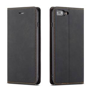 lot 31994 image: QLTYPRI for iPhone 7 Plus 8 Plus Case, Premium PU Leather Cover TPU Bumper with Card Holder Kickstand Hidden Magnetic Adsorption Shockproof Flip Wallet Case - Black - Retail $13